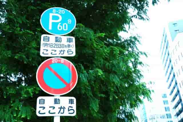 時間制限駐車区間と駐車禁止の標識